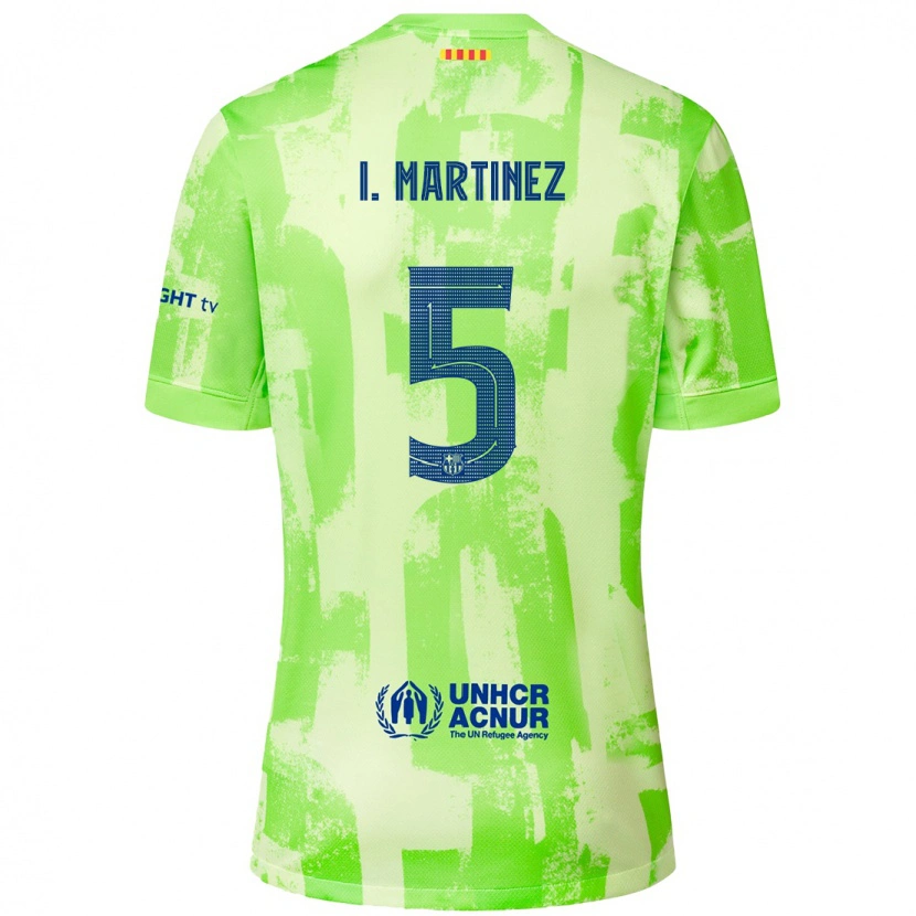 Danxen Kinderen Iñigo Martínez #5 Limoen Thuisshirt Derde Tenue 2024/25 T-Shirt