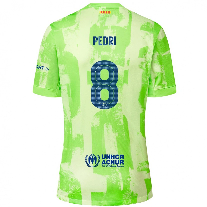 Danxen Kinderen Pedri #8 Limoen Thuisshirt Derde Tenue 2024/25 T-Shirt