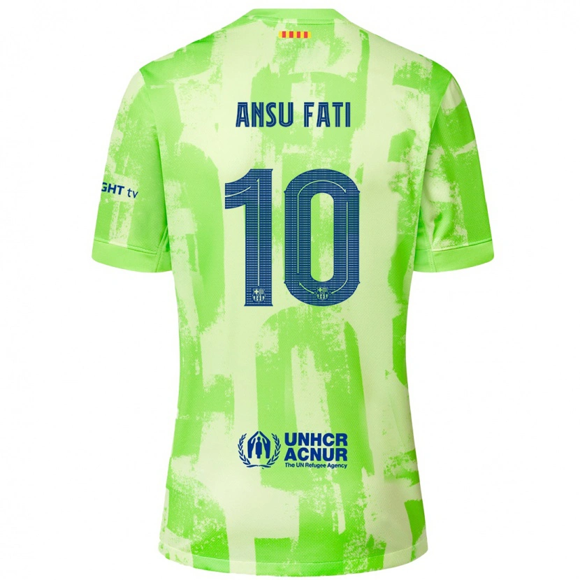 Danxen Kinderen Ansu Fati #10 Limoen Thuisshirt Derde Tenue 2024/25 T-Shirt