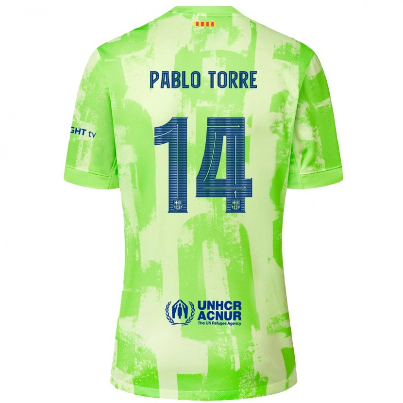 Danxen Kinderen Pablo Torre #14 Limoen Thuisshirt Derde Tenue 2024/25 T-Shirt