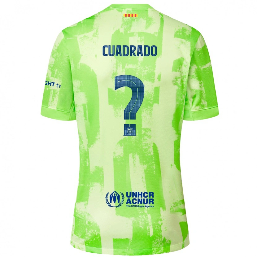 Danxen Kinderen Adrián Cuadrado #0 Limoen Thuisshirt Derde Tenue 2024/25 T-Shirt