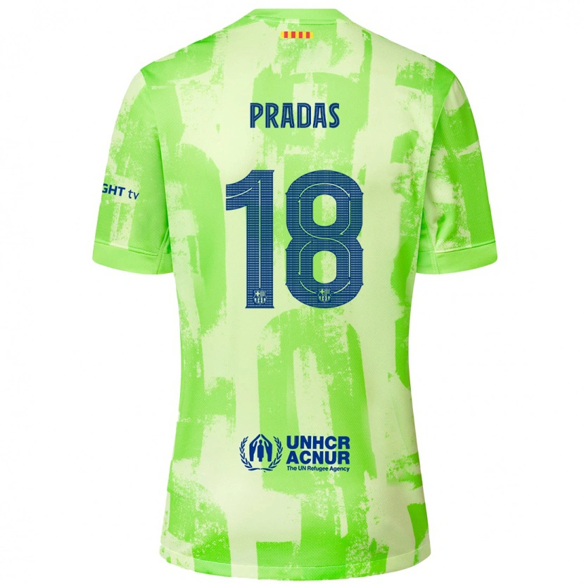 Danxen Kinderen Arnau Pradas #18 Limoen Thuisshirt Derde Tenue 2024/25 T-Shirt