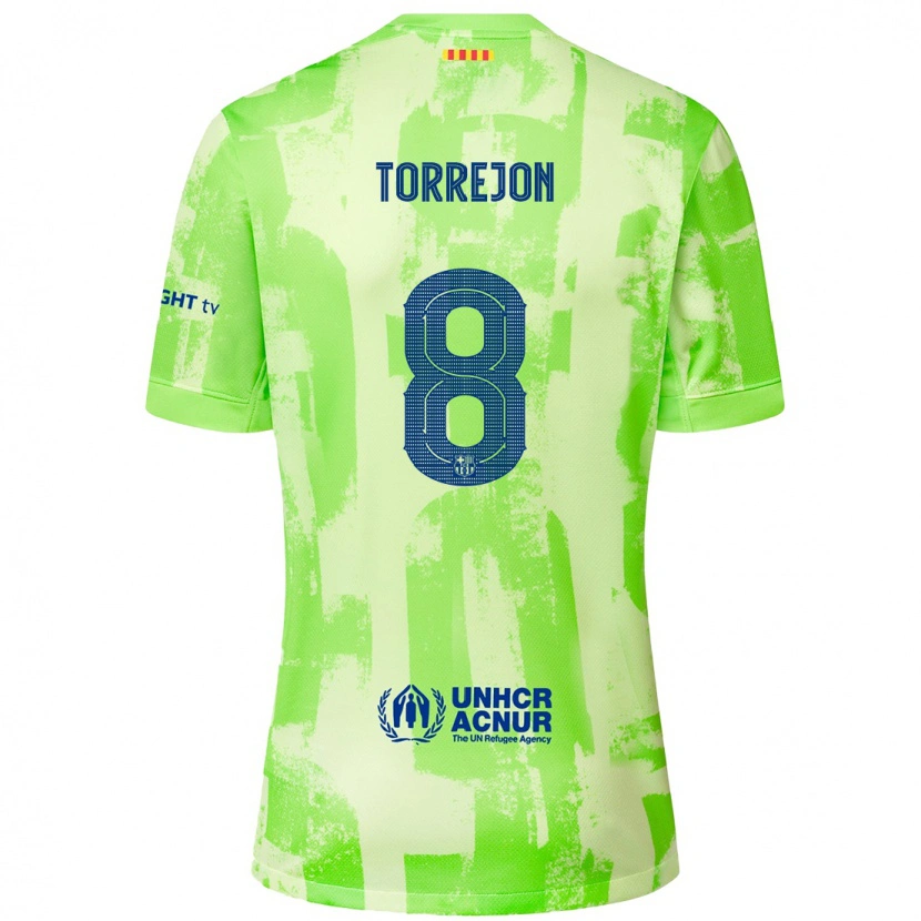 Danxen Kinderen Marta Torrejón #8 Limoen Thuisshirt Derde Tenue 2024/25 T-Shirt