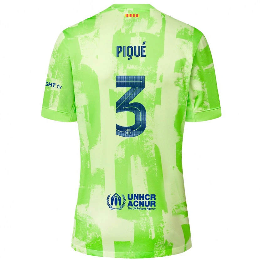 Danxen Kinderen Gerard Pique #3 Limoen Thuisshirt Derde Tenue 2024/25 T-Shirt