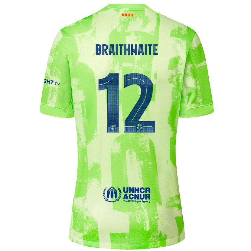 Danxen Kinderen Martin Braithwaite #12 Limoen Thuisshirt Derde Tenue 2024/25 T-Shirt