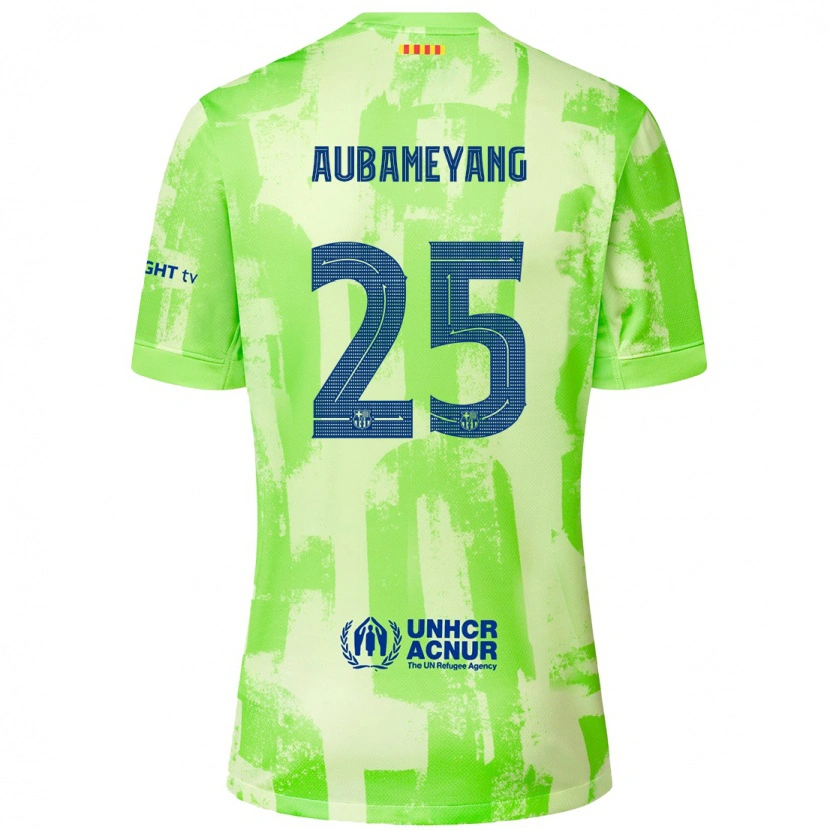 Danxen Kinderen Pierre Emerick Aubameyang #25 Limoen Thuisshirt Derde Tenue 2024/25 T-Shirt