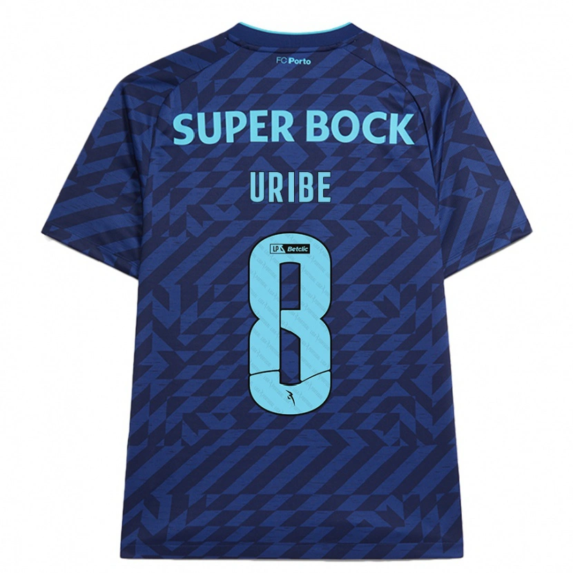 Danxen Kinderen Mateus Uribe #8 Marineblauw Thuisshirt Derde Tenue 2024/25 T-Shirt