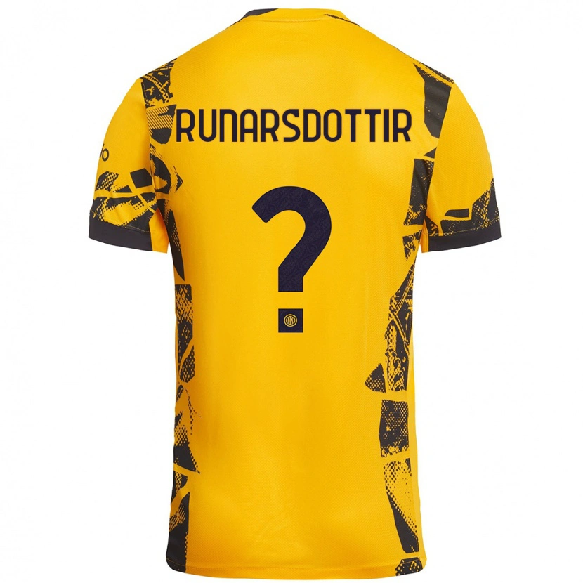 Danxen Kinderen Cecilía Rán Rúnarsdóttir #0 Goud Zwart Thuisshirt Derde Tenue 2024/25 T-Shirt