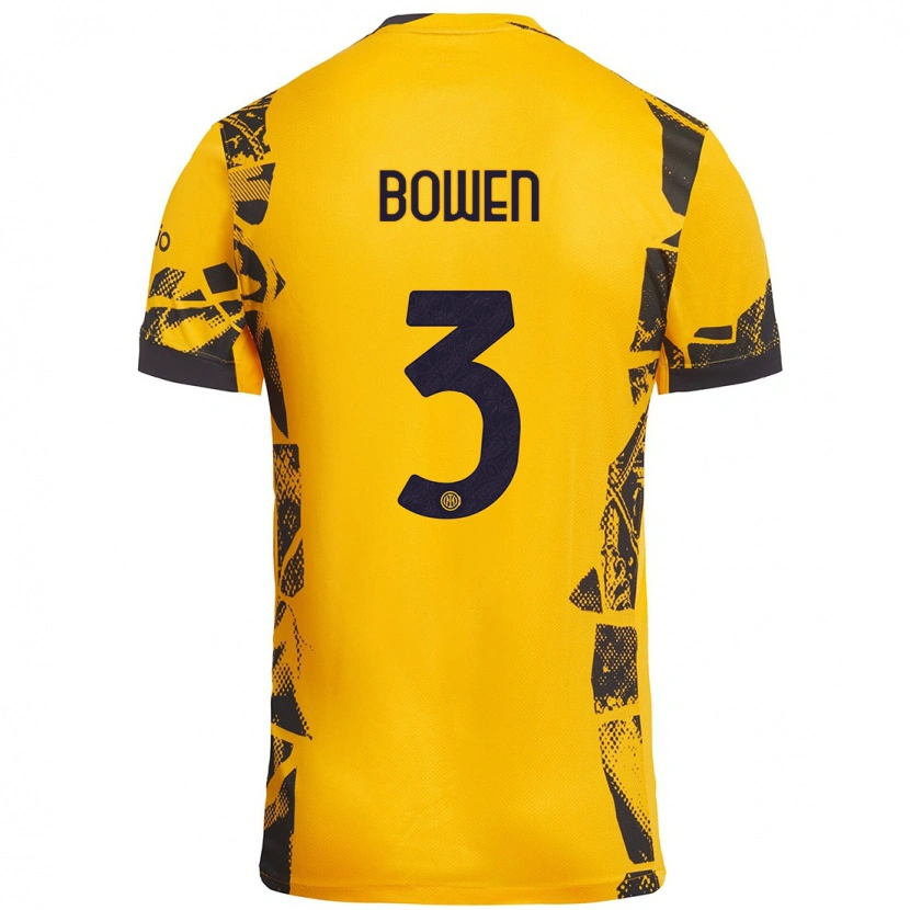 Danxen Kinderen Katie Bowen #3 Goud Zwart Thuisshirt Derde Tenue 2024/25 T-Shirt