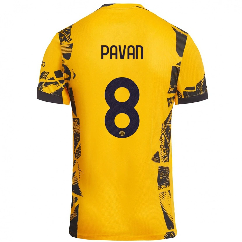 Danxen Kinderen Matilde Pavan #8 Goud Zwart Thuisshirt Derde Tenue 2024/25 T-Shirt