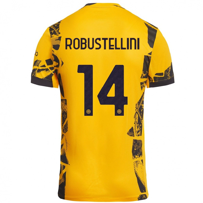 Danxen Kinderen Chiara Robustellini #14 Goud Zwart Thuisshirt Derde Tenue 2024/25 T-Shirt