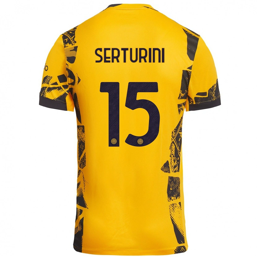 Danxen Kinderen Annamaria Serturini #15 Goud Zwart Thuisshirt Derde Tenue 2024/25 T-Shirt