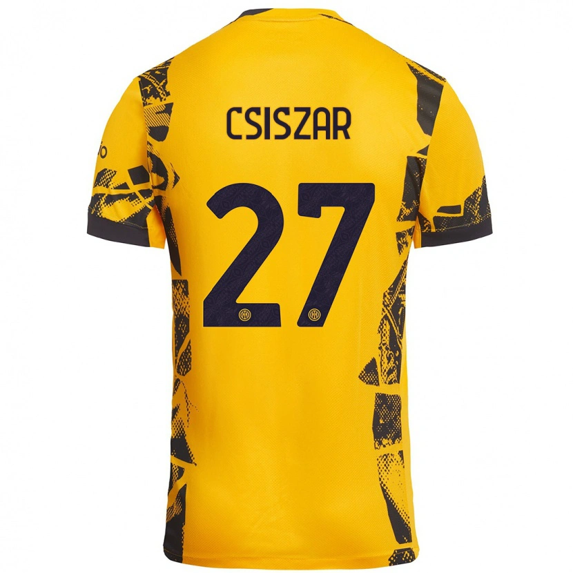Danxen Kinderen Henrietta Csiszár #27 Goud Zwart Thuisshirt Derde Tenue 2024/25 T-Shirt