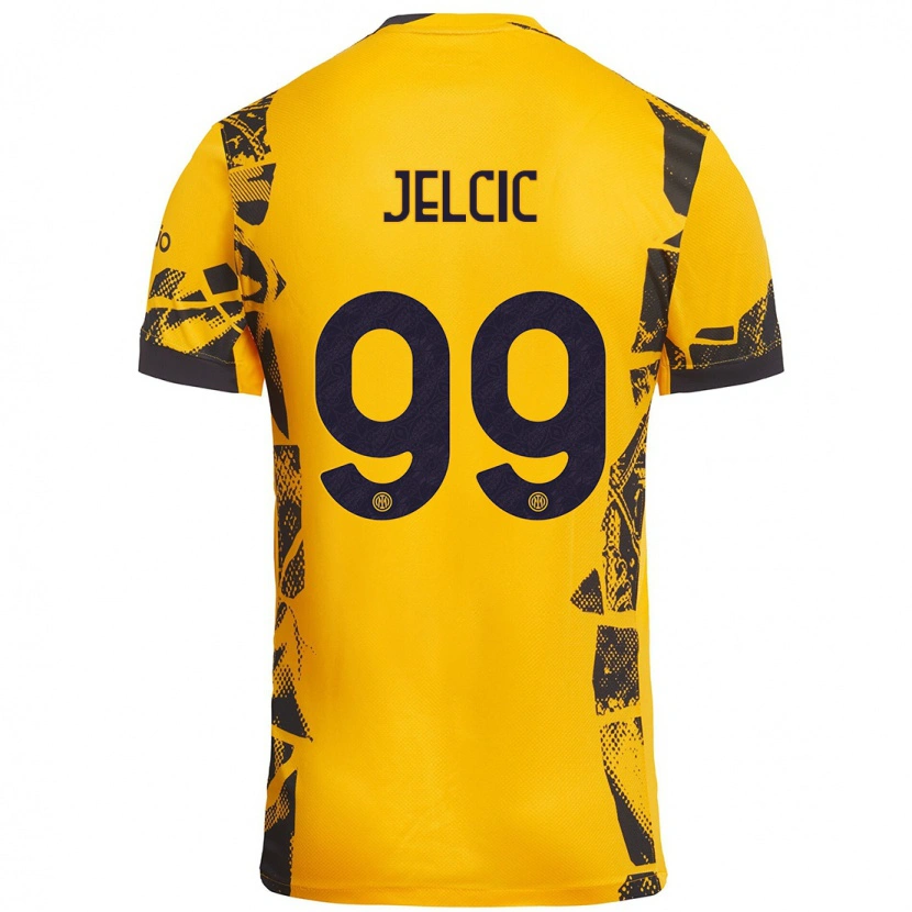 Danxen Kinderen Maja Jelčić #99 Goud Zwart Thuisshirt Derde Tenue 2024/25 T-Shirt
