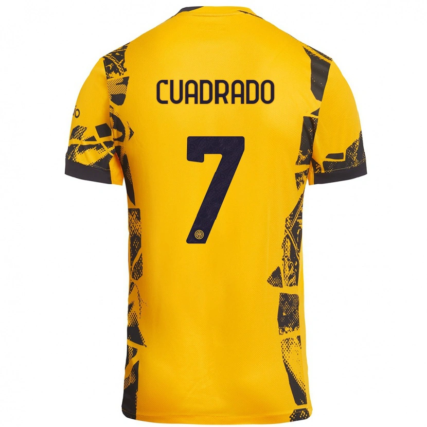 Danxen Kinderen Juan Cuadrado #7 Goud Zwart Thuisshirt Derde Tenue 2024/25 T-Shirt