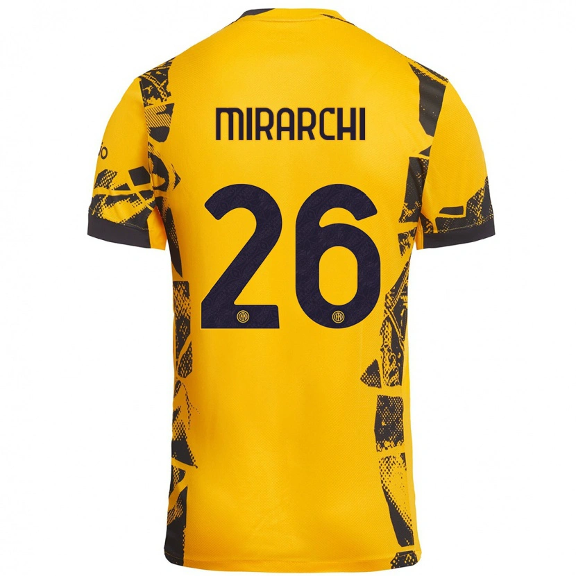 Danxen Kinderen Mattia Mirarchi #26 Goud Zwart Thuisshirt Derde Tenue 2024/25 T-Shirt