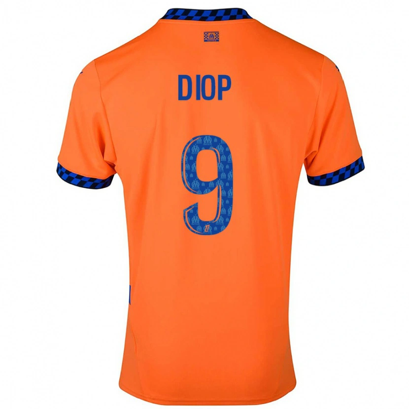 Danxen Kinderen Mama Diop #9 Oranje Donkerblauw Thuisshirt Derde Tenue 2024/25 T-Shirt