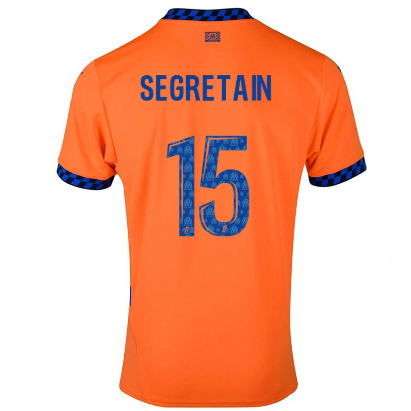 Danxen Kinderen Julie Ségrétain #15 Oranje Donkerblauw Thuisshirt Derde Tenue 2024/25 T-Shirt