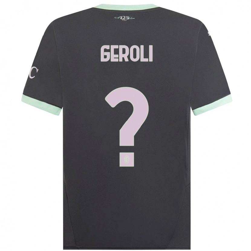 Danxen Kinderen Matteo Geroli #0 Grijs Thuisshirt Derde Tenue 2024/25 T-Shirt