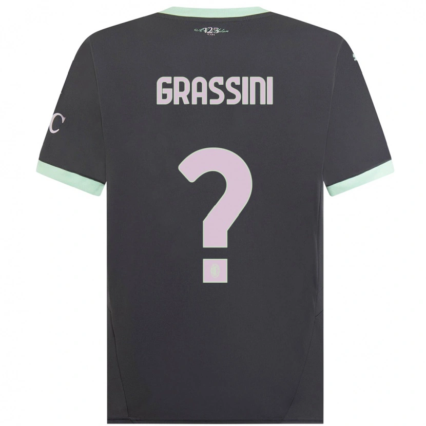 Danxen Kinderen Riccardo Grassini #0 Grijs Thuisshirt Derde Tenue 2024/25 T-Shirt