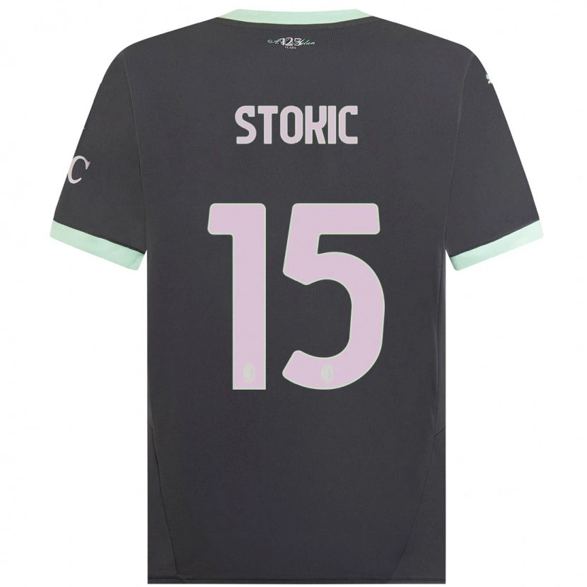 Danxen Kinderen Sara Stokić #15 Grijs Thuisshirt Derde Tenue 2024/25 T-Shirt