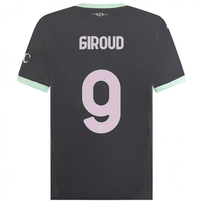 Danxen Kinderen Olivier Giroud #9 Grijs Thuisshirt Derde Tenue 2024/25 T-Shirt
