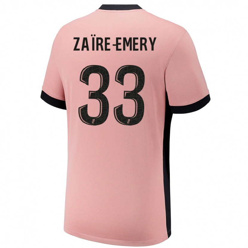 Danxen Kinderen Warren Zaïre-Emery #33 Roestroze Thuisshirt Derde Tenue 2024/25 T-Shirt