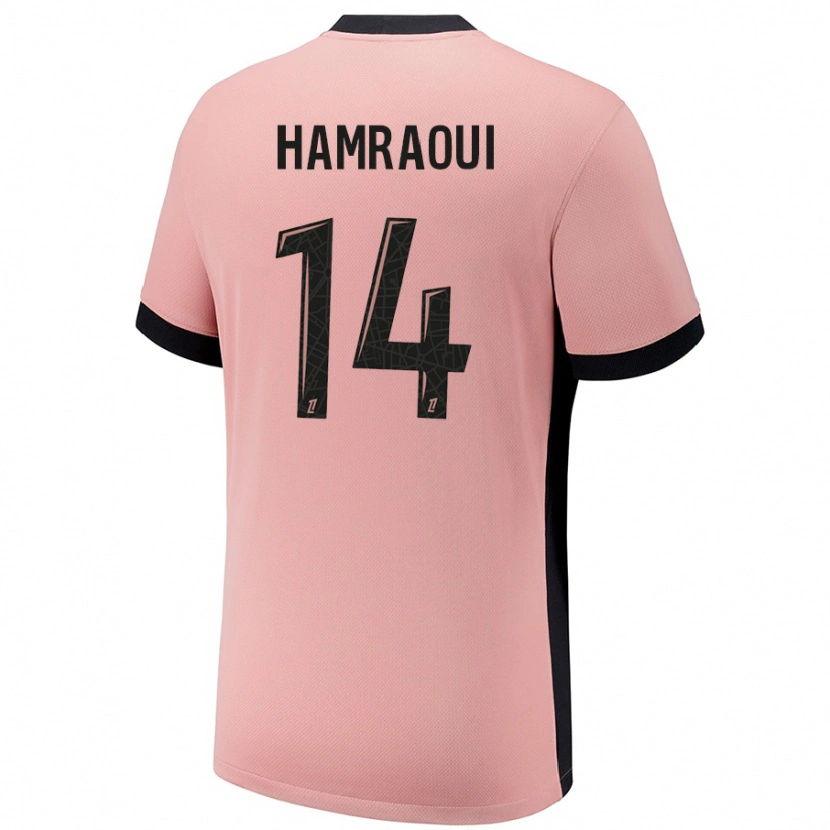 Danxen Kinderen Kheira Hamraoui #14 Roestroze Thuisshirt Derde Tenue 2024/25 T-Shirt