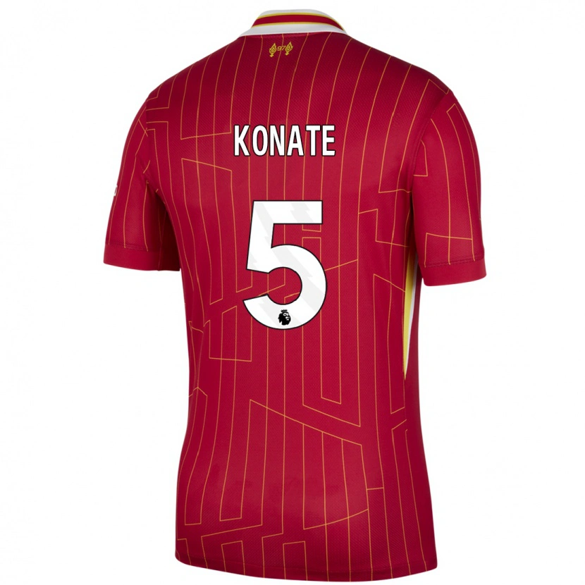 Danxen Heren Ibrahima Konaté #5 Rood Geel Wit Thuisshirt Thuistenue 2024/25 T-Shirt
