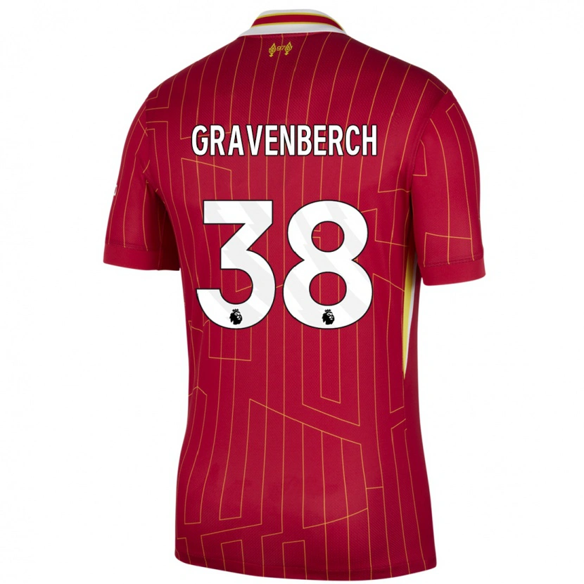 Danxen Heren Ryan Gravenberch #38 Rood Geel Wit Thuisshirt Thuistenue 2024/25 T-Shirt