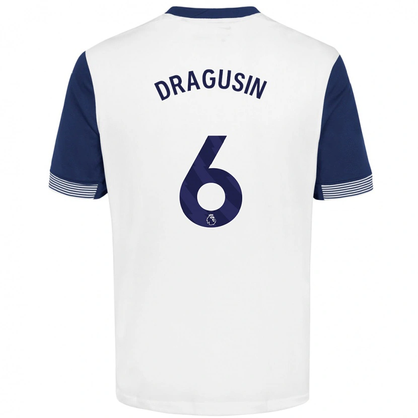 Danxen Heren Radu Drăgușin #6 Wit Blauw Thuisshirt Thuistenue 2024/25 T-Shirt