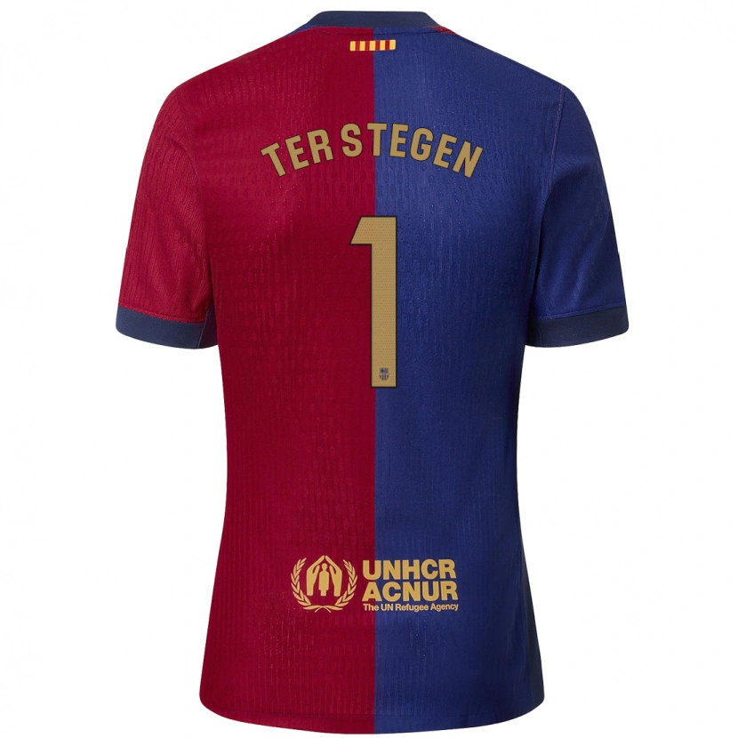 Danxen Heren Marc-André Ter Stegen #1 Blauw Rood Thuisshirt Thuistenue 2024/25 T-Shirt