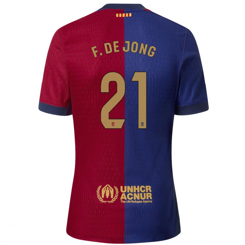 Danxen Heren Frenkie De Jong #21 Blauw Rood Thuisshirt Thuistenue 2024/25 T-Shirt