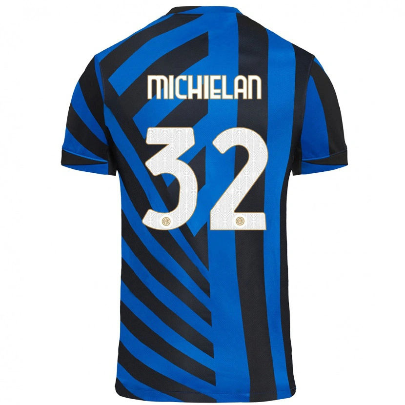 Danxen Heren Mattia Michielan #32 Blauw Zwart Thuisshirt Thuistenue 2024/25 T-Shirt