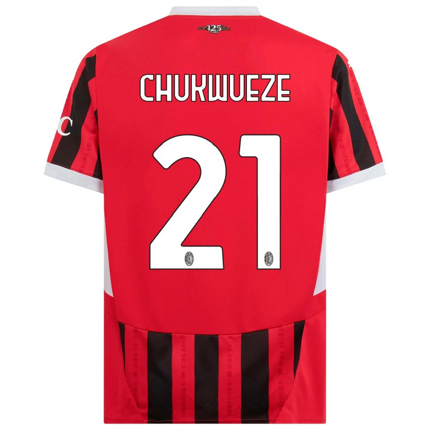 Danxen Heren Samuel Chukwueze #21 Rood Zwart Thuisshirt Thuistenue 2024/25 T-Shirt
