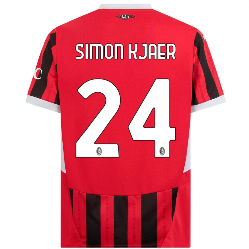 Danxen Heren Simon Kjaer #24 Rood Zwart Thuisshirt Thuistenue 2024/25 T-Shirt