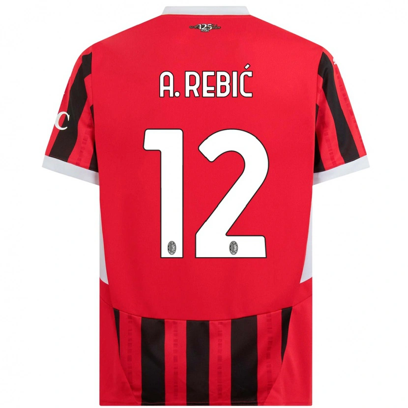 Danxen Heren Ante Rebic #12 Rood Zwart Thuisshirt Thuistenue 2024/25 T-Shirt