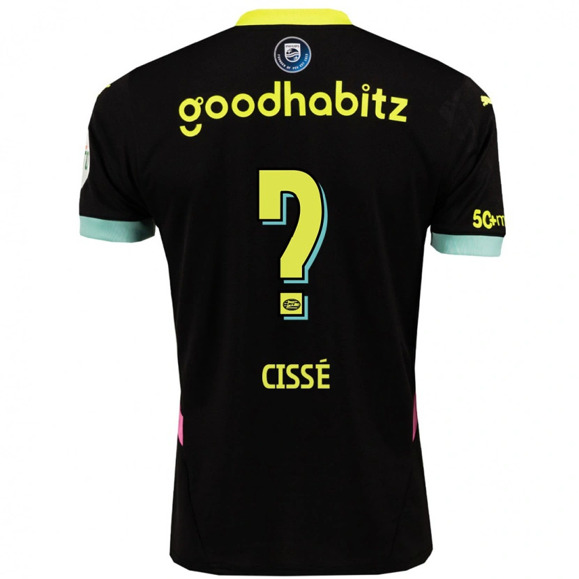 Danxen Heren Alseny Cissé #0 Zwart Geel Uitshirt Uittenue 2024/25 T-Shirt