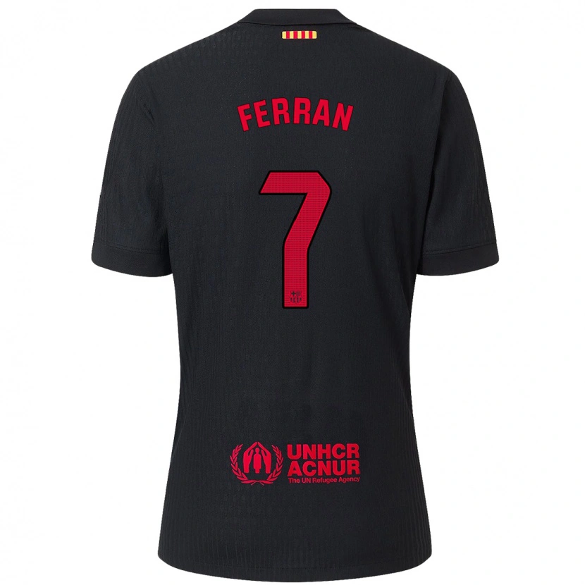Danxen Heren Ferran Torres #7 Zwart Rood Uitshirt Uittenue 2024/25 T-Shirt
