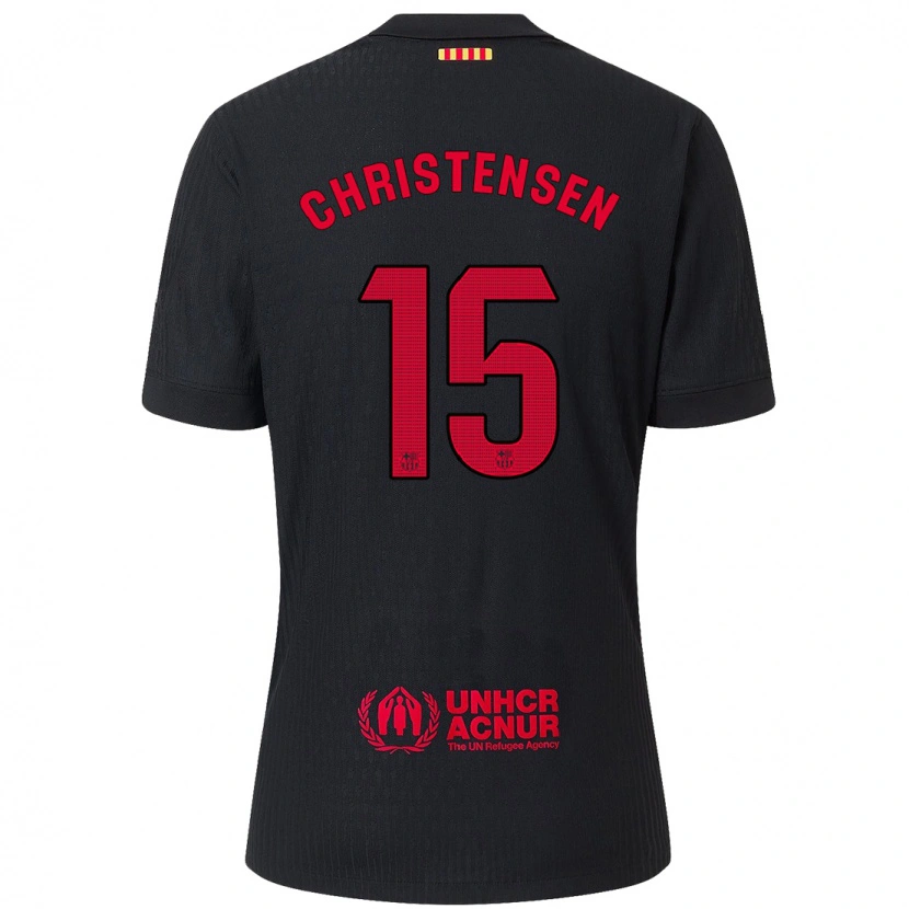 Danxen Heren Andreas Christensen #15 Zwart Rood Uitshirt Uittenue 2024/25 T-Shirt
