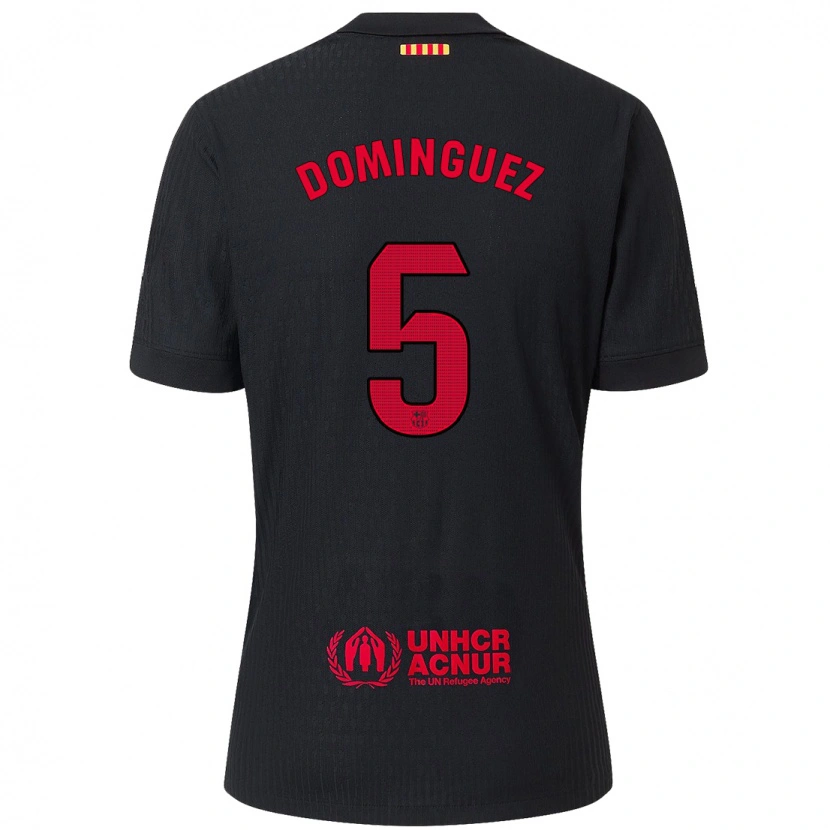 Danxen Heren Sergi Domínguez #5 Zwart Rood Uitshirt Uittenue 2024/25 T-Shirt