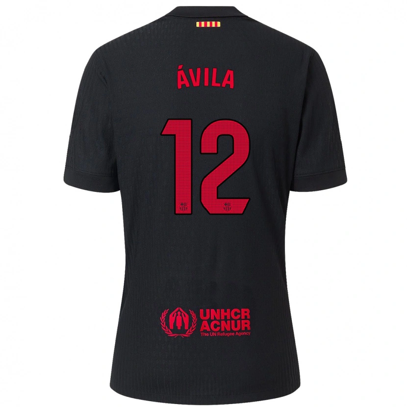 Danxen Heren Dani Ávila #12 Zwart Rood Uitshirt Uittenue 2024/25 T-Shirt