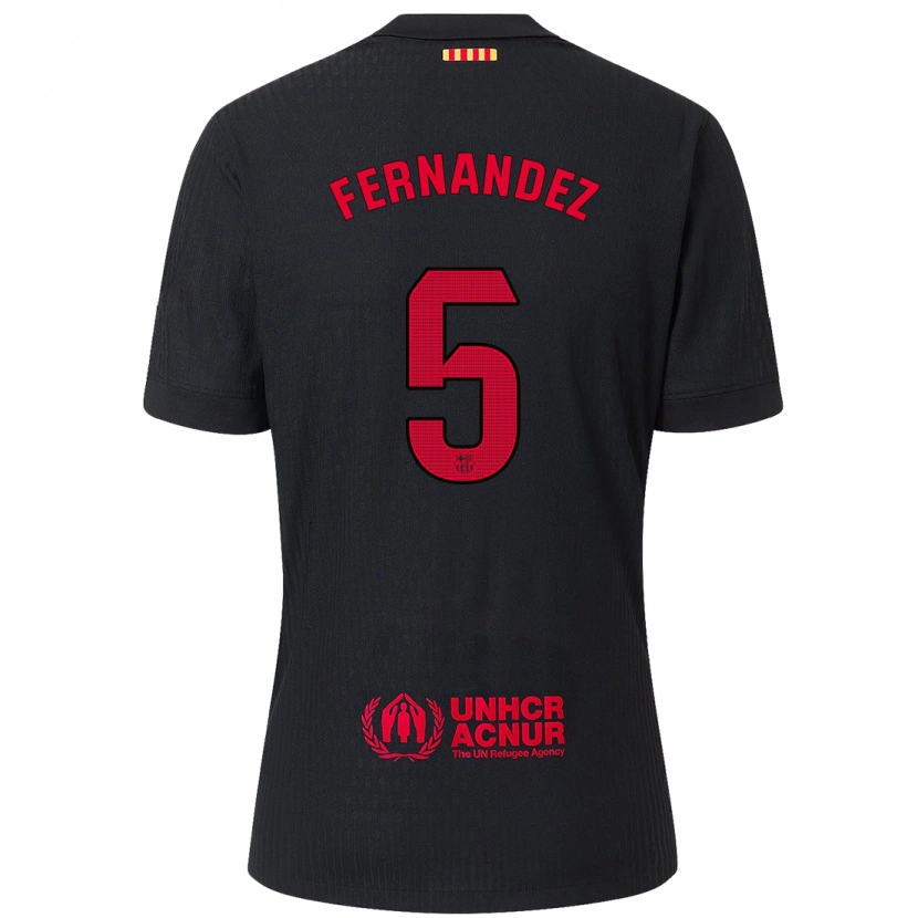 Danxen Heren Jana Fernández #5 Zwart Rood Uitshirt Uittenue 2024/25 T-Shirt