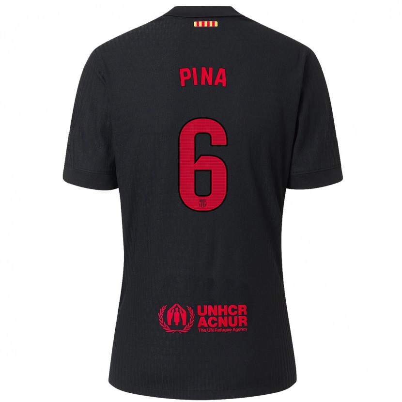 Danxen Heren Clàudia Pina #6 Zwart Rood Uitshirt Uittenue 2024/25 T-Shirt