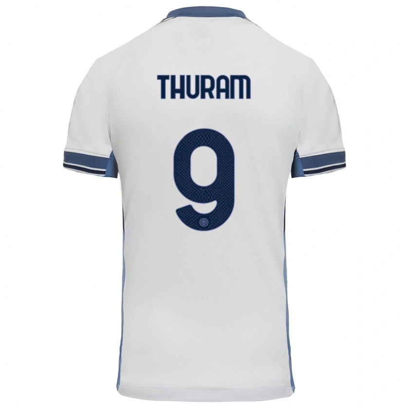 Danxen Heren Marcus Thuram #9 Wit Grijs Uitshirt Uittenue 2024/25 T-Shirt