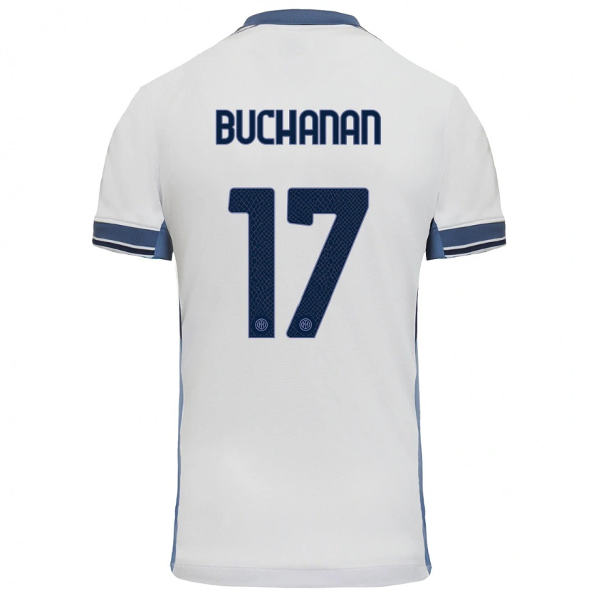 Danxen Heren Tajon Buchanan #17 Wit Grijs Uitshirt Uittenue 2024/25 T-Shirt
