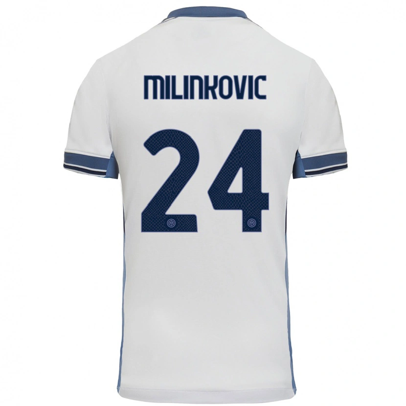 Danxen Heren Marija Milinković #24 Wit Grijs Uitshirt Uittenue 2024/25 T-Shirt