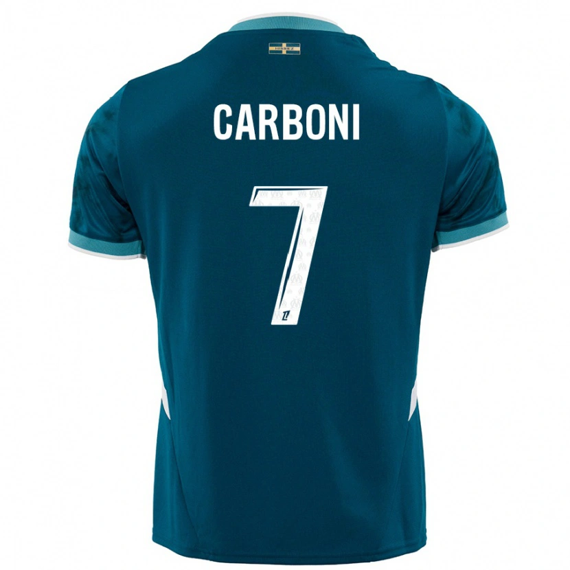 Danxen Heren Valentín Carboni #7 Turkoois Blauw Uitshirt Uittenue 2024/25 T-Shirt