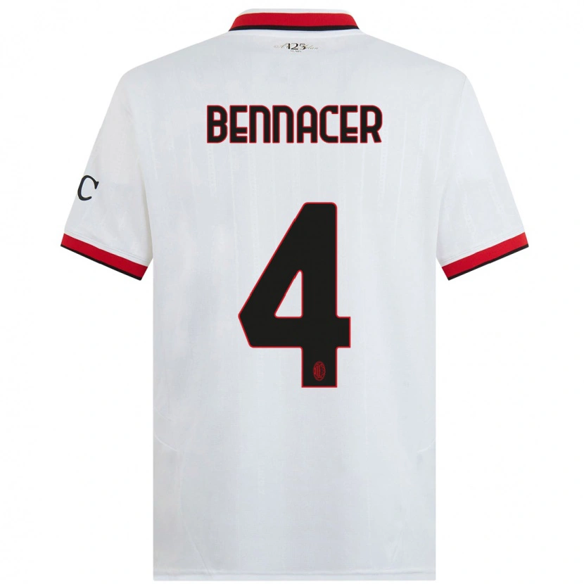 Danxen Heren Ismaël Bennacer #4 Wit Zwart Rood Uitshirt Uittenue 2024/25 T-Shirt