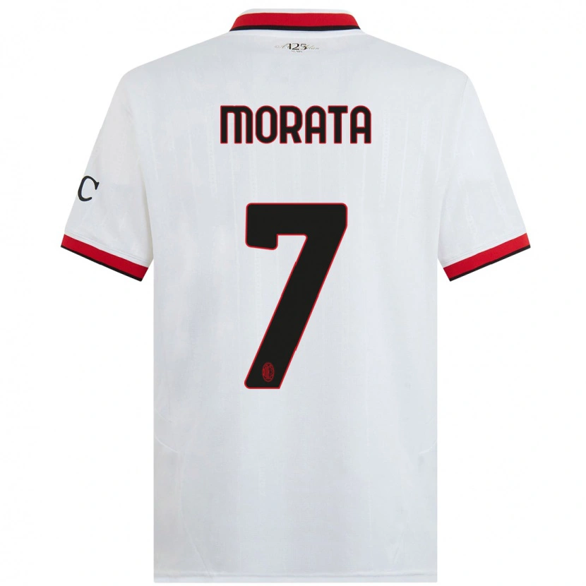 Danxen Heren Álvaro Morata #7 Wit Zwart Rood Uitshirt Uittenue 2024/25 T-Shirt